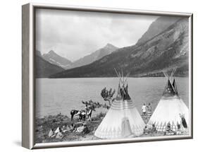 Teepee,Indians on Shore of Lake-Philip Gendreau-Framed Photographic Print