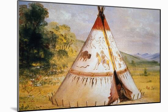 Teepee of the Crow Tribe, C.1850-George Catlin-Mounted Giclee Print