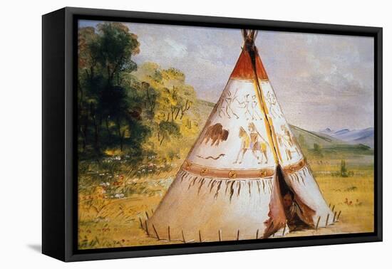 Teepee of the Crow Tribe, C.1850-George Catlin-Framed Stretched Canvas