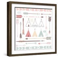 Teepee Tents And Arrows Collection - Hipster Style-Alisa Foytik-Framed Art Print