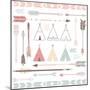 Teepee Tents And Arrows Collection - Hipster Style-Alisa Foytik-Mounted Art Print