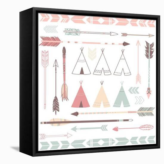 Teepee Tents And Arrows Collection - Hipster Style-Alisa Foytik-Framed Stretched Canvas