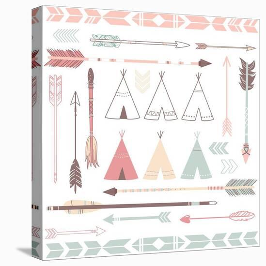 Teepee Tents And Arrows Collection - Hipster Style-Alisa Foytik-Stretched Canvas