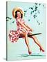 Teeter Taught Her (Well Balanced) Pin-Up 1944-Gil Elvgren-Stretched Canvas