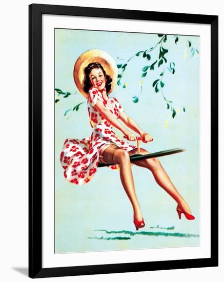 Teeter Taught Her (Well Balanced) Pin-Up 1944-Gil Elvgren-Framed Art Print