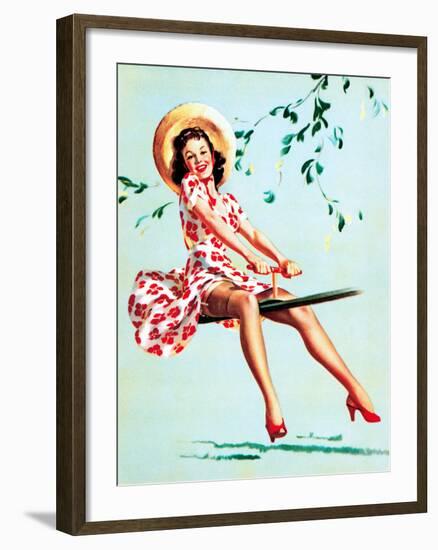 Teeter Taught Her (Well Balanced) Pin-Up 1944-Gil Elvgren-Framed Art Print