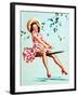 Teeter Taught Her (Well Balanced) Pin-Up 1944-Gil Elvgren-Framed Art Print