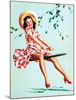 Teeter Taught Her (Well Balanced) Pin-Up 1944-Gil Elvgren-Mounted Art Print