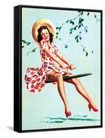 Teeter Taught Her (Well Balanced) Pin-Up 1944-Gil Elvgren-Framed Stretched Canvas