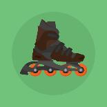 Roller Skates Skater Single Isolated with Green Flat Vector-Teguh Jati-Stretched Canvas