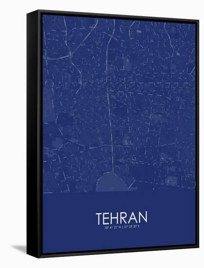 Tehran, Iran, Islamic Republic of Blue Map-null-Framed Stretched Canvas