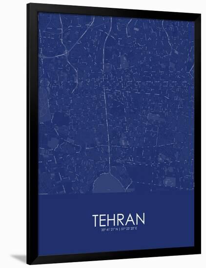 Tehran, Iran, Islamic Republic of Blue Map-null-Framed Poster