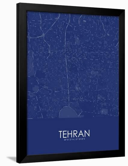 Tehran, Iran, Islamic Republic of Blue Map-null-Framed Poster