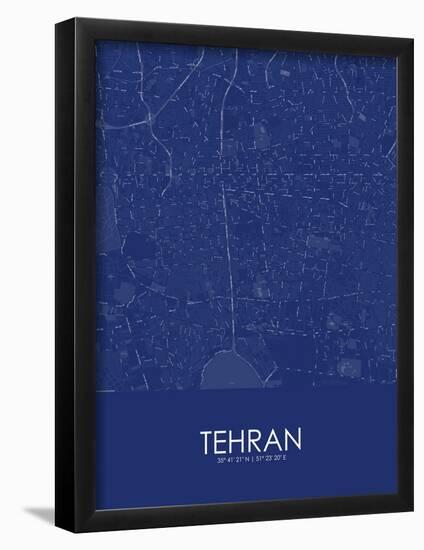 Tehran, Iran, Islamic Republic of Blue Map-null-Framed Poster
