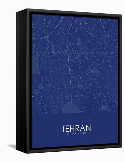 Tehran, Iran, Islamic Republic of Blue Map-null-Framed Stretched Canvas