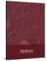 Tehran, Iran, Islamic Republic of Red Map-null-Stretched Canvas