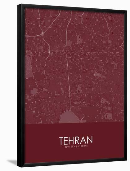 Tehran, Iran, Islamic Republic of Red Map-null-Framed Poster