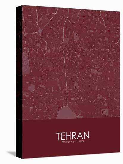 Tehran, Iran, Islamic Republic of Red Map-null-Stretched Canvas