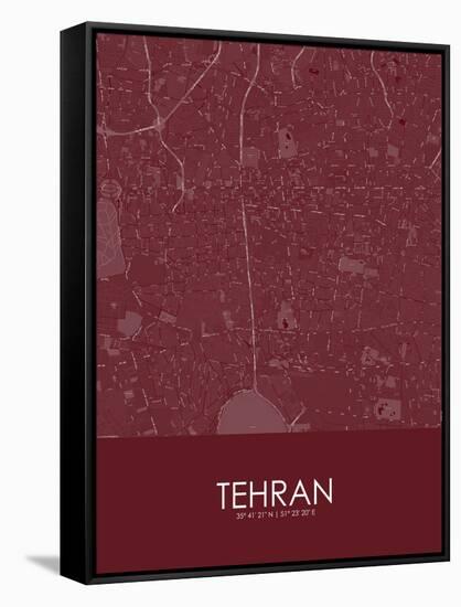 Tehran, Iran, Islamic Republic of Red Map-null-Framed Stretched Canvas