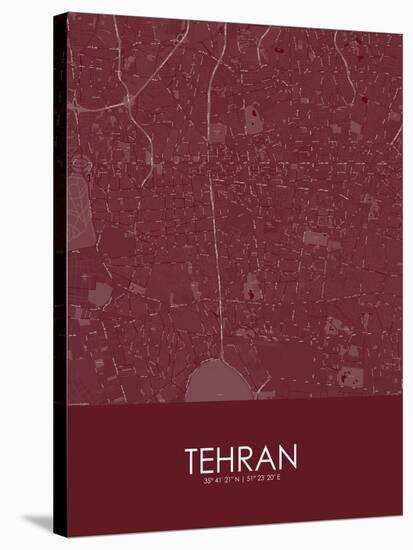 Tehran, Iran, Islamic Republic of Red Map-null-Stretched Canvas