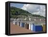 Teignmouth Beach Huts and Shaldon, South Devon, England, United Kingdom, Europe-Rainford Roy-Framed Stretched Canvas