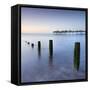 Teignmouth Pier and Coastal Defences at Teignmouth, South Devon, England. Summer-Adam Burton-Framed Stretched Canvas