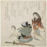 (Woman Looking at the Man with Mirror and Sword), C. 1816-1819-Teisai Hokuba-Giclee Print