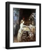 Tejedora Joven Catalana Aprende En Un Telar De Tipo Garrote, 1882-Joan Planella Y Rodriguez-Framed Giclee Print