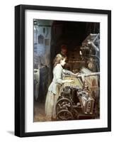 Tejedora Joven Catalana Aprende En Un Telar De Tipo Garrote, 1882-Joan Planella Y Rodriguez-Framed Giclee Print