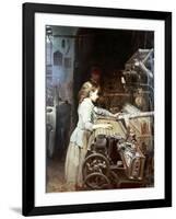 Tejedora Joven Catalana Aprende En Un Telar De Tipo Garrote, 1882-Joan Planella Y Rodriguez-Framed Premium Giclee Print