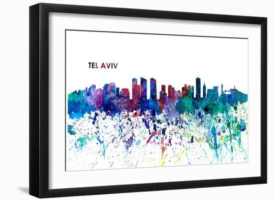 Tel Aviv Israel Skyline Impressionistic Splash-M. Bleichner-Framed Art Print