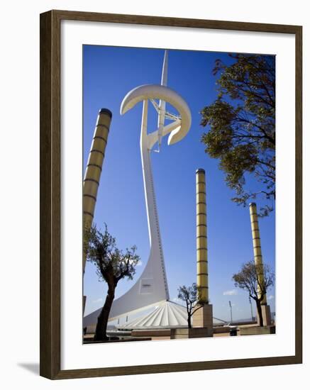 Telecommunications Tower by Architect Santiago Calatrava, Montjuic, Barcelona; Catalonia, Spain-Carlos Sanchez Pereyra-Framed Photographic Print