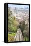 Teleferico Cable Car Ascending Hill at Parque Metropolitano De Santiago-Kimberly Walker-Framed Stretched Canvas