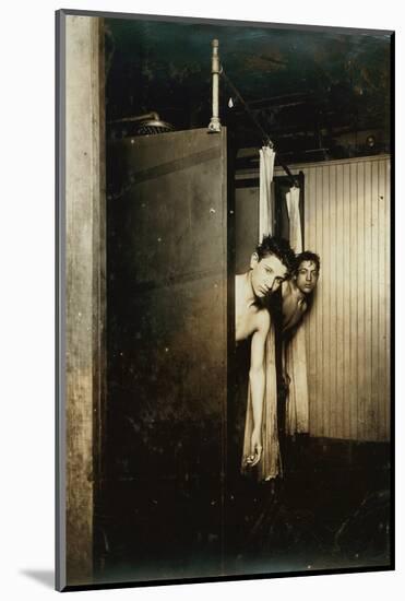 Telegraph boys using shower baths, Postal Tel. Co., Broadway, New York, 1910-Lewis Wickes Hine-Mounted Photographic Print