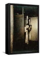 Telegraph boys using shower baths, Postal Tel. Co., Broadway, New York, 1910-Lewis Wickes Hine-Framed Stretched Canvas