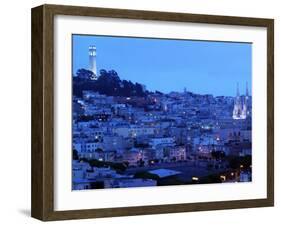 Telegraph Hill and North Beach, Coit Tower, San Francisco, California, USA-Walter Bibikow-Framed Photographic Print