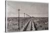 Telegraph Lines Running Alongside a Railway at a Remote Station in the Great Plains of America-null-Stretched Canvas