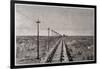 Telegraph Lines Running Alongside a Railway at a Remote Station in the Great Plains of America-null-Framed Art Print