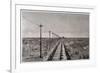 Telegraph Lines Running Alongside a Railway at a Remote Station in the Great Plains of America-null-Framed Premium Giclee Print