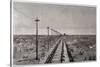 Telegraph Lines Running Alongside a Railway at a Remote Station in the Great Plains of America-null-Stretched Canvas