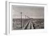 Telegraph Lines Running Alongside a Railway at a Remote Station in the Great Plains of America-null-Framed Art Print