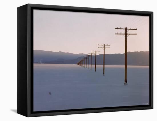 Telegraph Poles Along Bonneville Salt Flats at Sunset-Fritz Goro-Framed Stretched Canvas