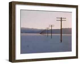 Telegraph Poles Along Bonneville Salt Flats at Sunset-Fritz Goro-Framed Photographic Print