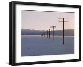Telegraph Poles Along Bonneville Salt Flats at Sunset-Fritz Goro-Framed Photographic Print