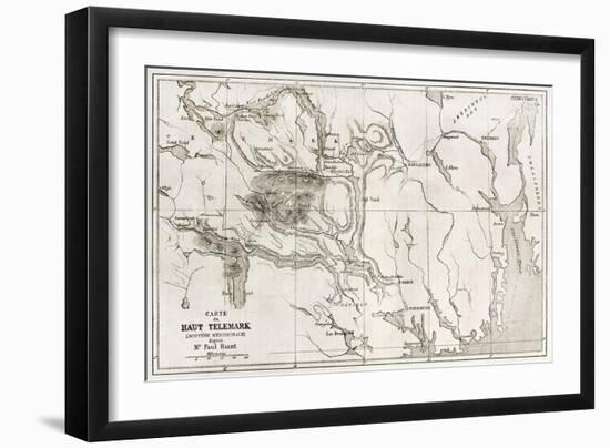 Telemark Old Map, Norway-marzolino-Framed Art Print