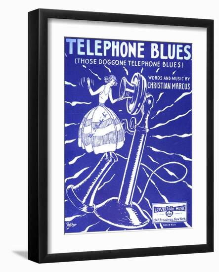 Telephone Blues Sheet Music, USA, 1920-null-Framed Giclee Print