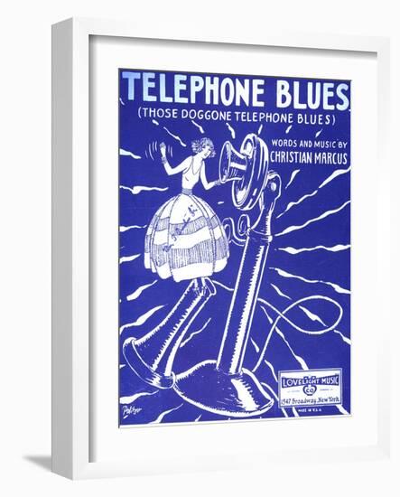 Telephone Blues Sheet Music, USA, 1920-null-Framed Giclee Print