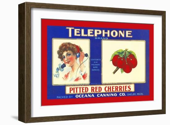 Telephone Brand Pitted Red Cherries Packed In Shelby, Michigan-null-Framed Art Print