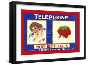 Telephone Brand Pitted Red Cherries Packed In Shelby, Michigan-null-Framed Art Print