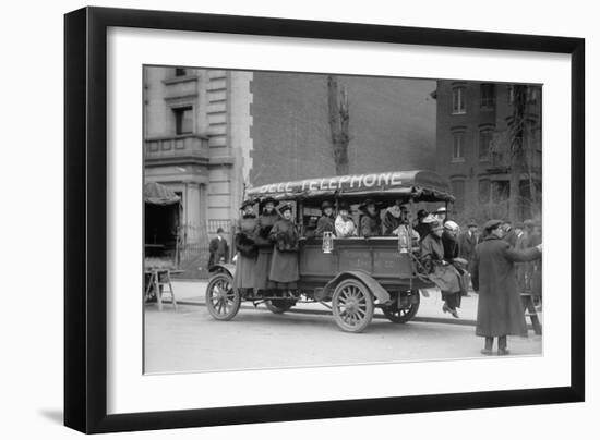 Telephone Company Transports Phone Operators To Its Own Offices During Strike-null-Framed Art Print